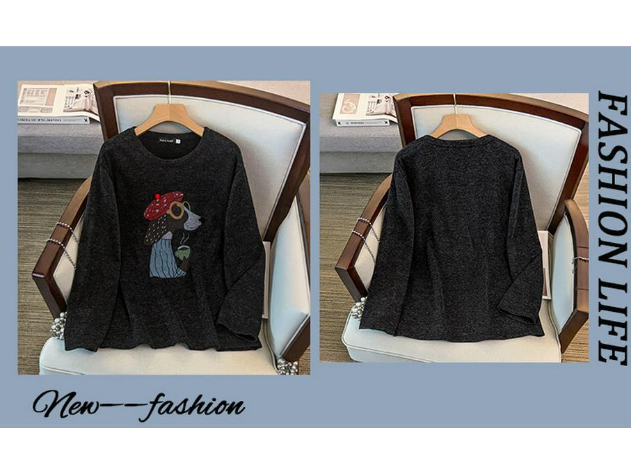 2025 Women's Versatile Round Neck Hoodie, Printed Little Dog, Plus Size, 300 Jin, Long Sleeve, Casual Pullover, Extra Large.