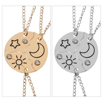 Bărbați Femei Bijuterii cu stras încrustat Cel mai bun prieten BFF pandantiv Colier prietenie Soare Lună Nor Star