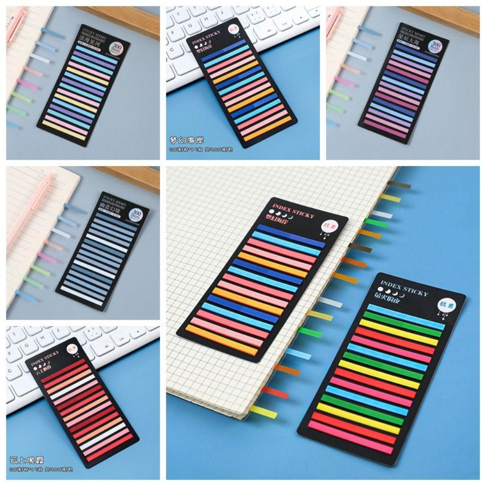 PET Rainbow Index Memo Pad 300 Sheets Sticky Notepads DIY Decoration Sticker Notes Kids