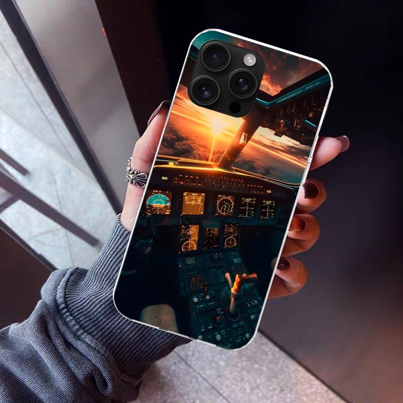 

Aviation Aeroplane Pilot Cockpit Phone Case For iPhone 17 Air 16 15 Pro Max 14 Plus 13 Mini 12 11 Cover 7 8 SE Silicone Shell Pr iPhone 11