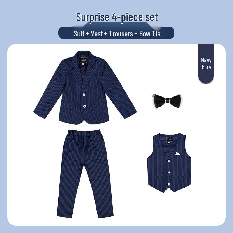 Costum frumos cu dungi din trei piese pentru băieți