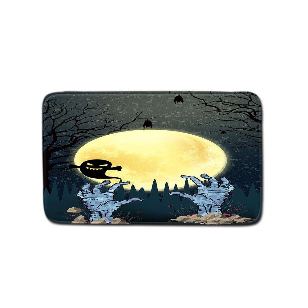 Halloween Shower Curtain Floor Mat Combination Four-Piece Set Bathroom Toilet Carpet Shower Room Foot Mat