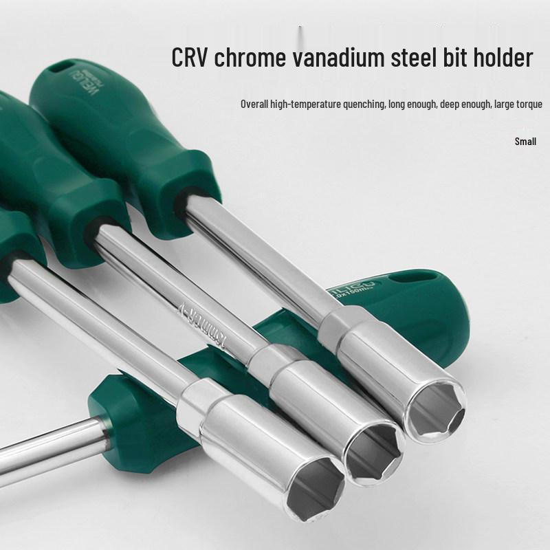 Extended Hex Socket Screwdriver Bit with CRV Head for Nuts & Bolts