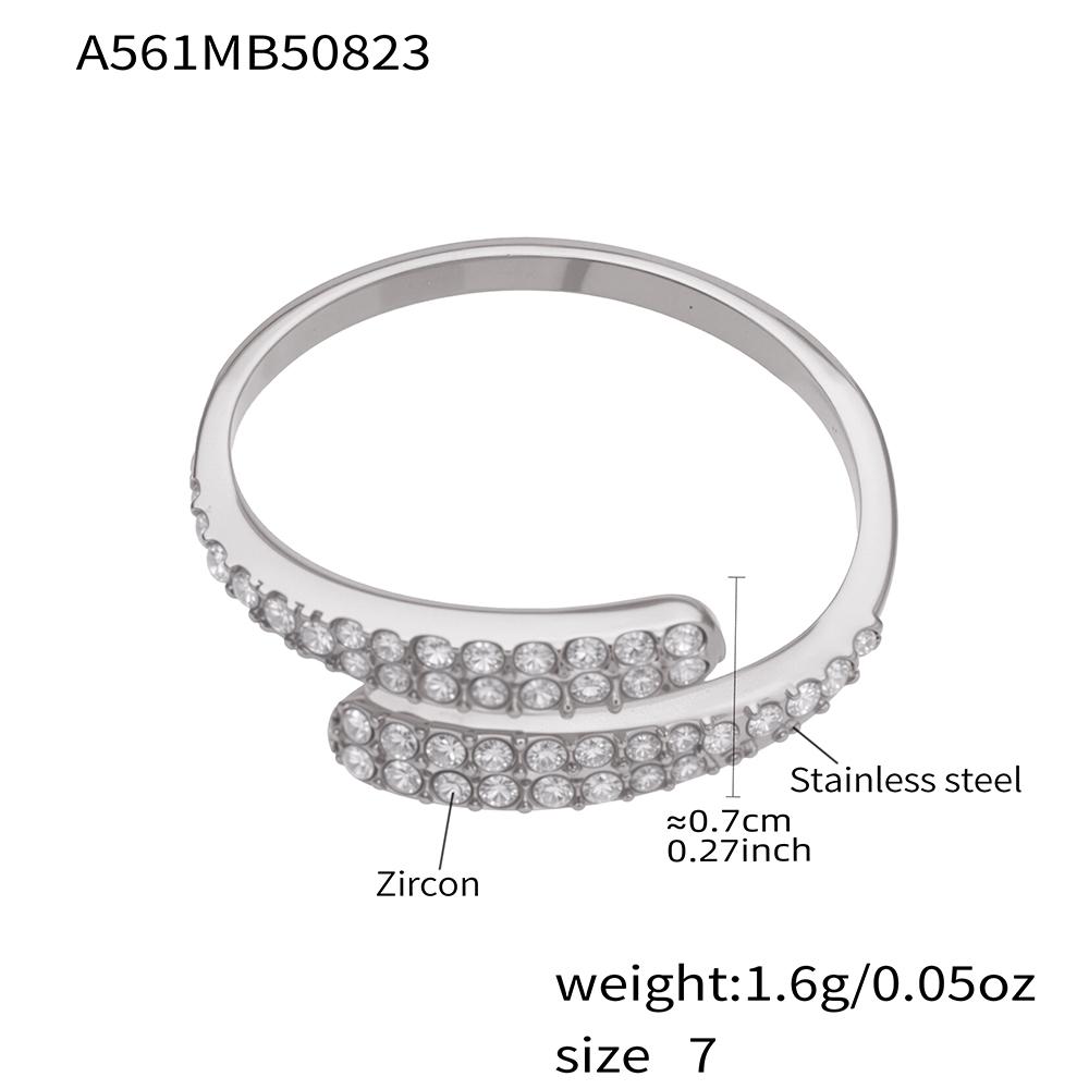 Multi Shiny Zircon Open Ring In Stainless Steel 18K Gold Plated With Cubic Zirconia Heart Shape Statement Rings For Women