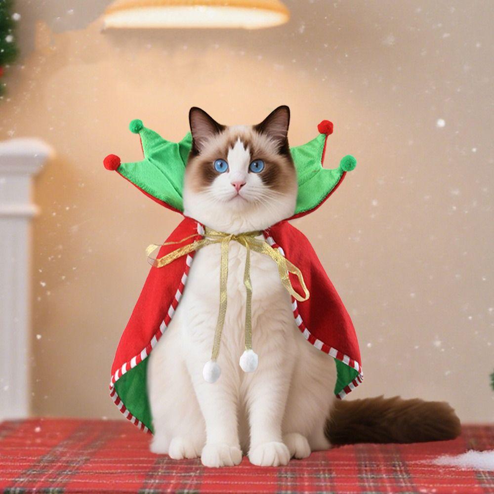 Dress Up Soft Christmas Pet Cloak Comfortable Adjustable Pet Costume Scarf Cute Winter Design Pet Santa Costume Festive