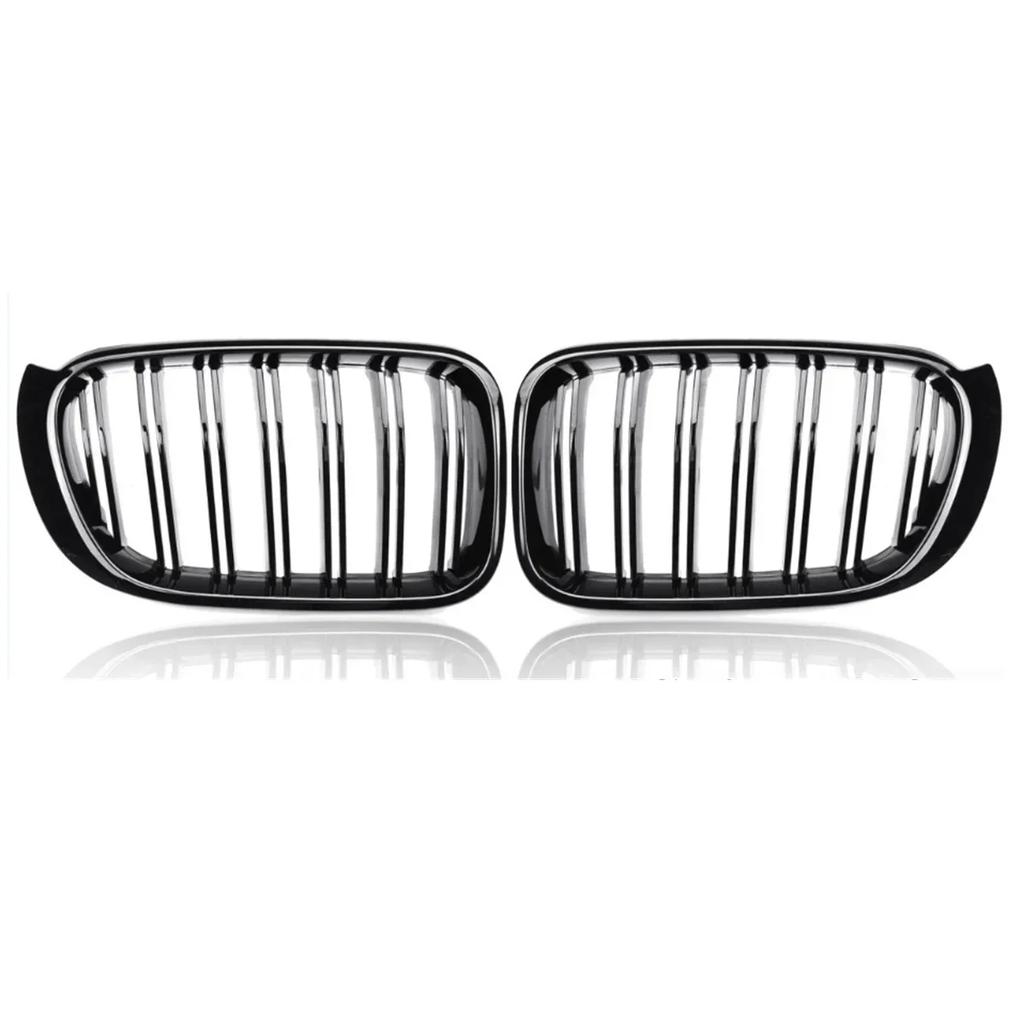 Glossy Black Front Bumper Kidney Grille Grill Hood Mesh Double Line For BMW X3 X4 F25 F26 2014-2017 Front Grille Racing Grills