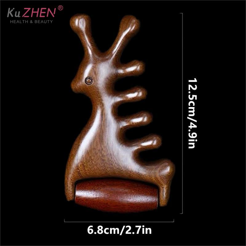 1PC Wooden Massage Comb Head Meridian Scalp Comb Face Eye Shoulder Neck Scraping Treatment Hair Loss Anti-Static Wide Tooth Comb