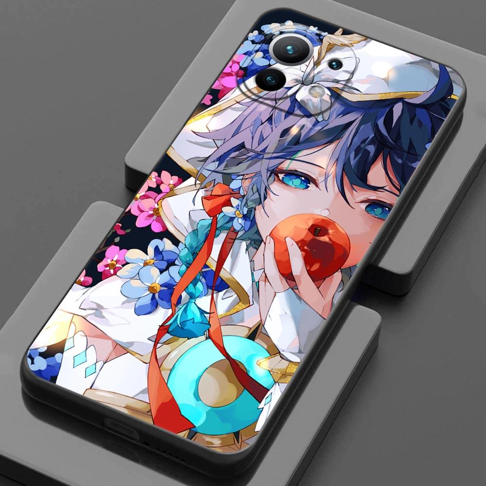 Phone Case for Xiaomi Mi 11 Lite 5G NE 11i 11X 11T 12 Pro Poco  F3 X3 GT X4 NFC Pro Cases Cover Anime Genshin Impact Flower Game