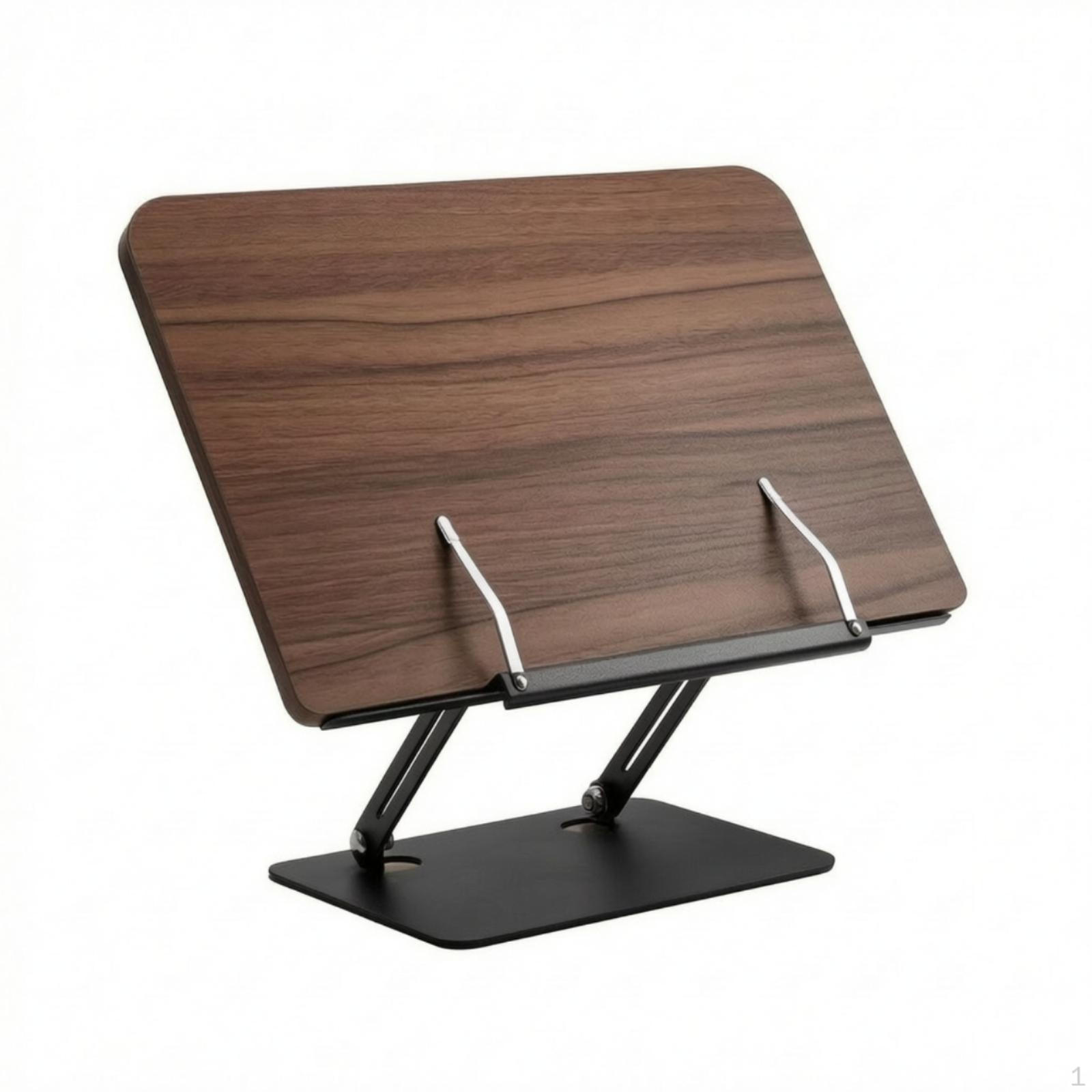 Desktop Book Holder Adjustable Stand with Page Holders Wooden Rotating for