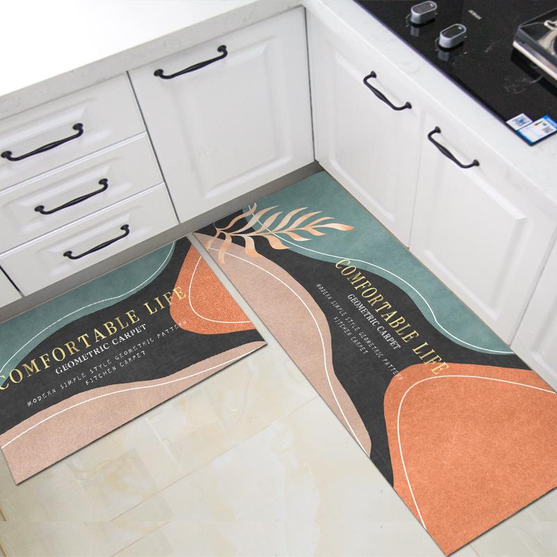 Kitchen Floor Mat Leather Washable and Scrubable Carpet Floor Mat Pattern