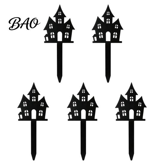 Spooky Plant Bed Decorations 5Pcs Halloween Planter Stakes, Acrylic Garden Sign for Outdoor Yard Lawn Backyard, Decorative Markers Ghost House