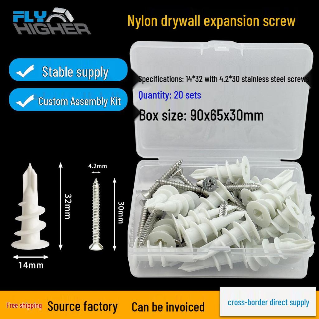 Nylon Expansion Anchor with Self-Tapping Screw and Wall Plug