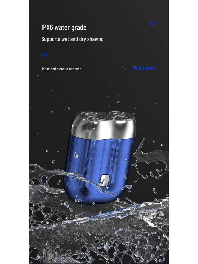 Men's Rechargeable Portable Electric Double-Head Shaver, Washable with Magnetic Blade.