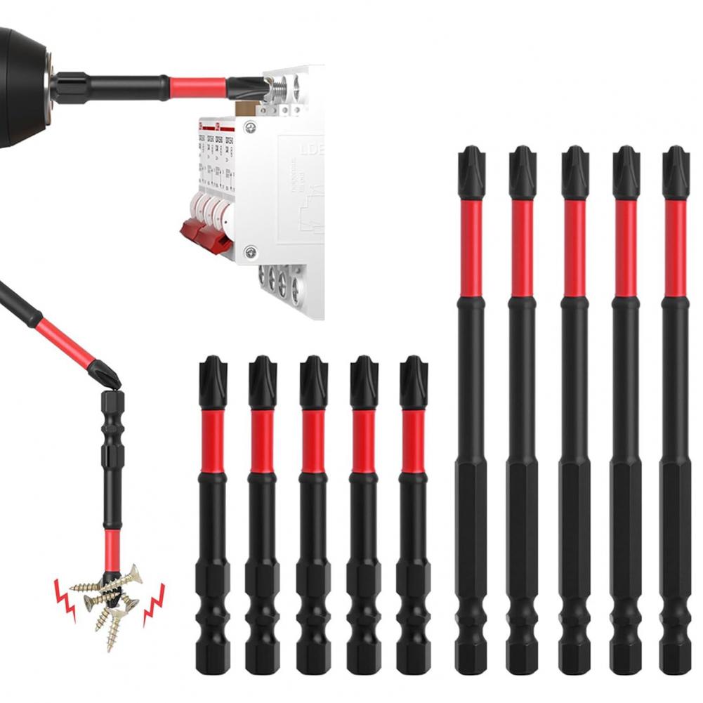 Heavy-duty Electrical Screwdriver Set Durable Impact Screwdriver Bit Set with Magnetic Slotted Heads Corrosion for Slot for Diy