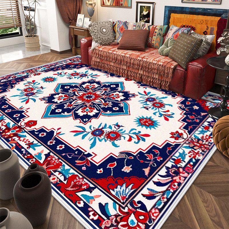 Retro American Style Persia Carpet Living Room Decoration Coffee Table Area Floor Mat Non-slip Bedroom Cloakroom Washable Rugs