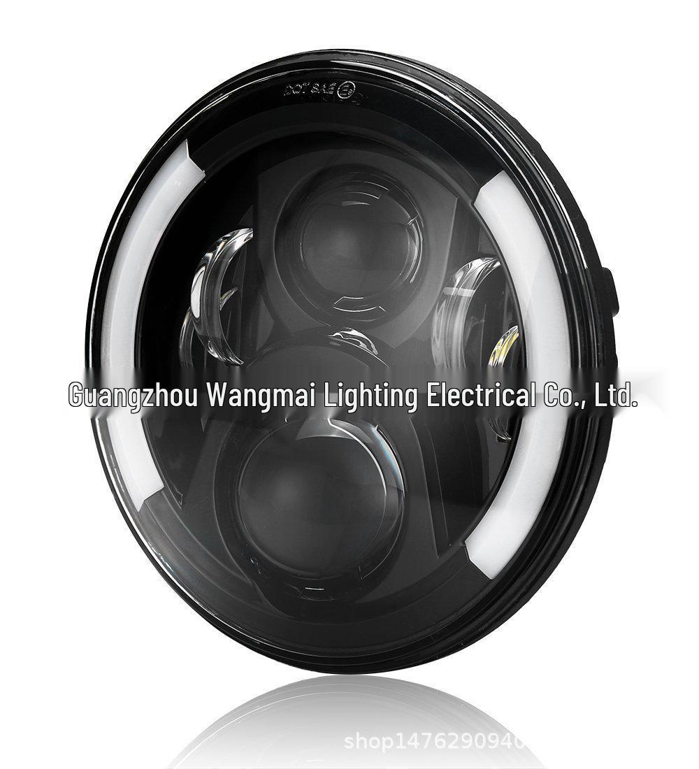 

7-дюймовая светодиодная фара Harley с полукруглым ангельским глазом – 60 Вт высокояркая мотоциклетная фара Yes