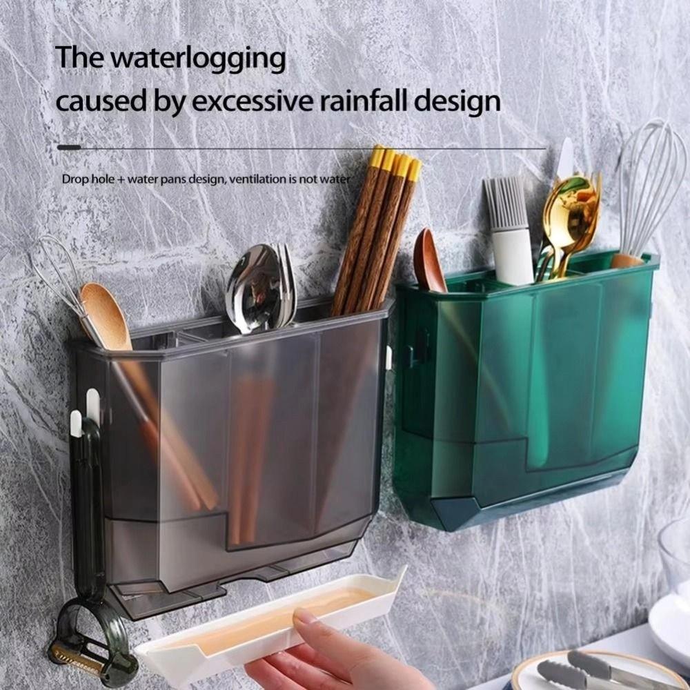 Space Saving Integrated Draining Shelf Plastic Chopstick Holder Tableware Storage Rack  Spoon