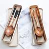 Convenient Travel Reusable Wooden Portable With Box Spoon Dinnerware Cutlery Set Chopsticks