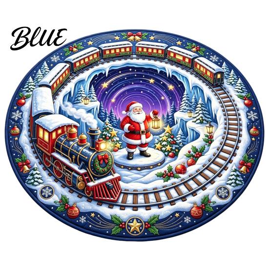 Quiet Play Mat for Kids Round 3D Christmas Rug, Vortex Optical Illusion Area Santa Snowman Staircase Easy To Clean Holiday Rug Depth Pattern, Non-slip