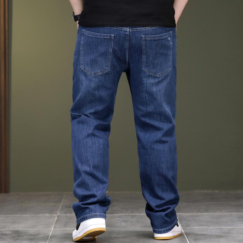 Plus-size men's jeans Loose-fitting stretch trousers Men's straight-leg trousers Dad jeans
