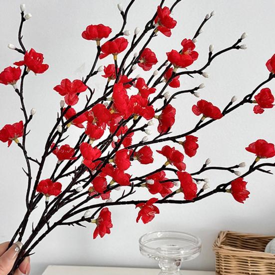 Artificial Plum Blossom Branch Fake Cherry Blossom Stems 21" Long Stem Faux Silk Flower for Wedding Home Office Bedroom Party Table Centerpiece