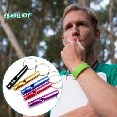 3Pcs Emergency Whistles Super Loud Shrill Sound with Keychain Anodic Treatment Signaling Portable Outdoor Survival Whistles Keyrings for Hiking