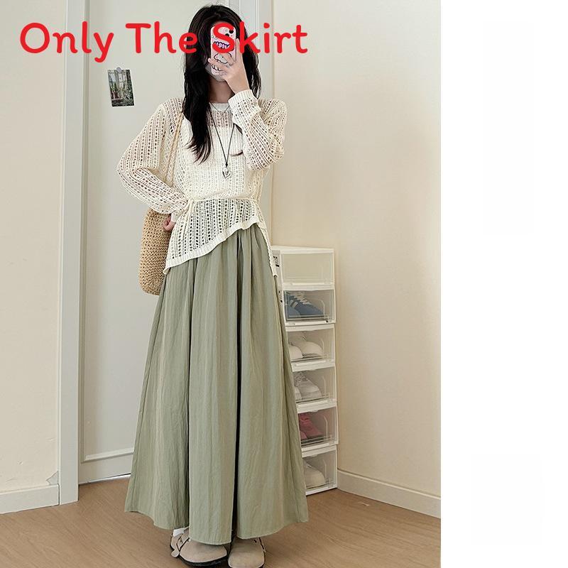 Summer High Waist A Line Skirt With Pleated Design For Casual Wear