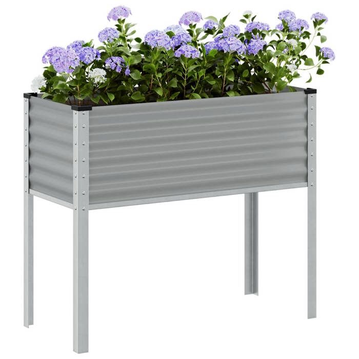 VidaXL Planter Grey 100x45x90 Cm Steel, Outdoor Planter, Flower Box, Tomato Planter, Terrace Planter 4008970