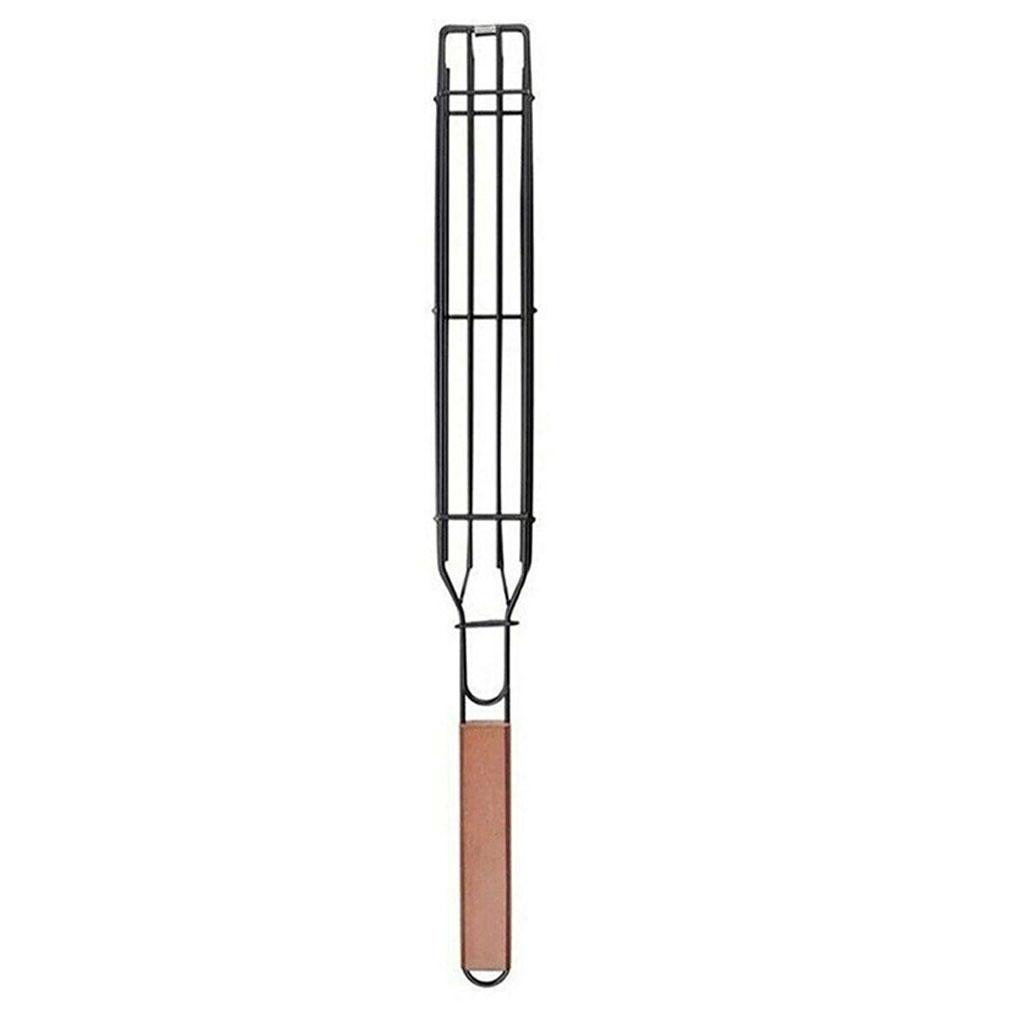 BBQ Basket Grill Skewers Grilling Rectangle Wooden Seafood Vegetable
