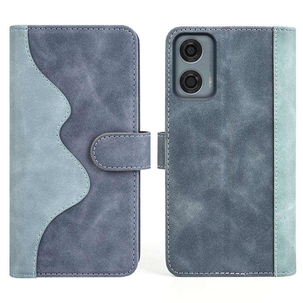 For Motorola Moto G24 Power Wallet Case Leather Phone Cover Splicing Color