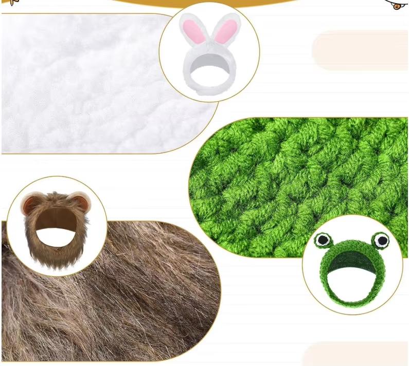 Plush Sweet Cartoon Animal Print Eco-Friendly Durable Cotton Polyester Hair Accessories Pet Hats for Small Dogs-Personalized