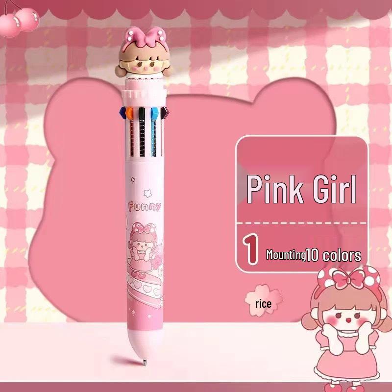 12-Color Push-Button Gel Pen Set - Multicolor Cartoon Ballpoint and Marker for Students