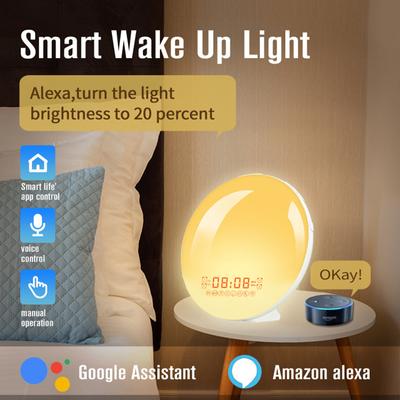 Lampe de bureau à domicile, réveil tactile, veilleuse Led naturelle pour simuler le lever et le coucher du soleil, chevet coloré