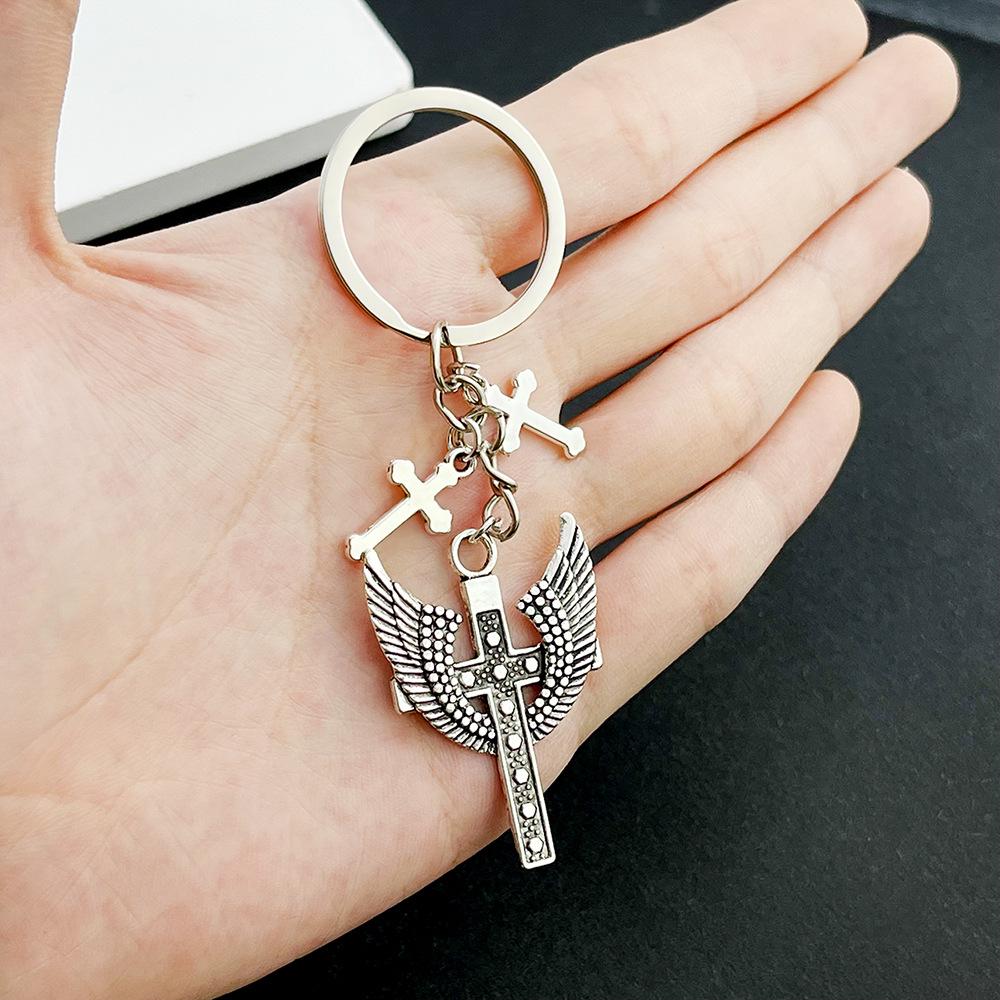 Kreatives Legierung Silber Flügel Kreuz Schlüsselanhänger Anhänger - DIY Ornamente & Geschenk