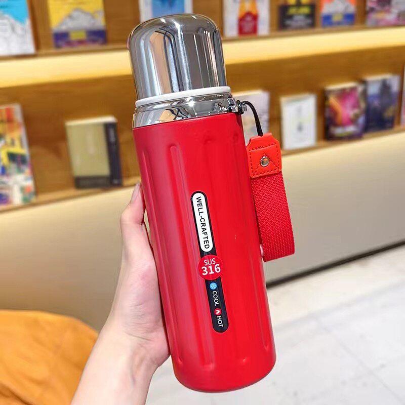 316 Stainless Steel Car-Mounted Large-Capacity Insulated Cup, New Tea-Water Separation Tea Brewing Cup, High-Value Pop-Up Lid Cup