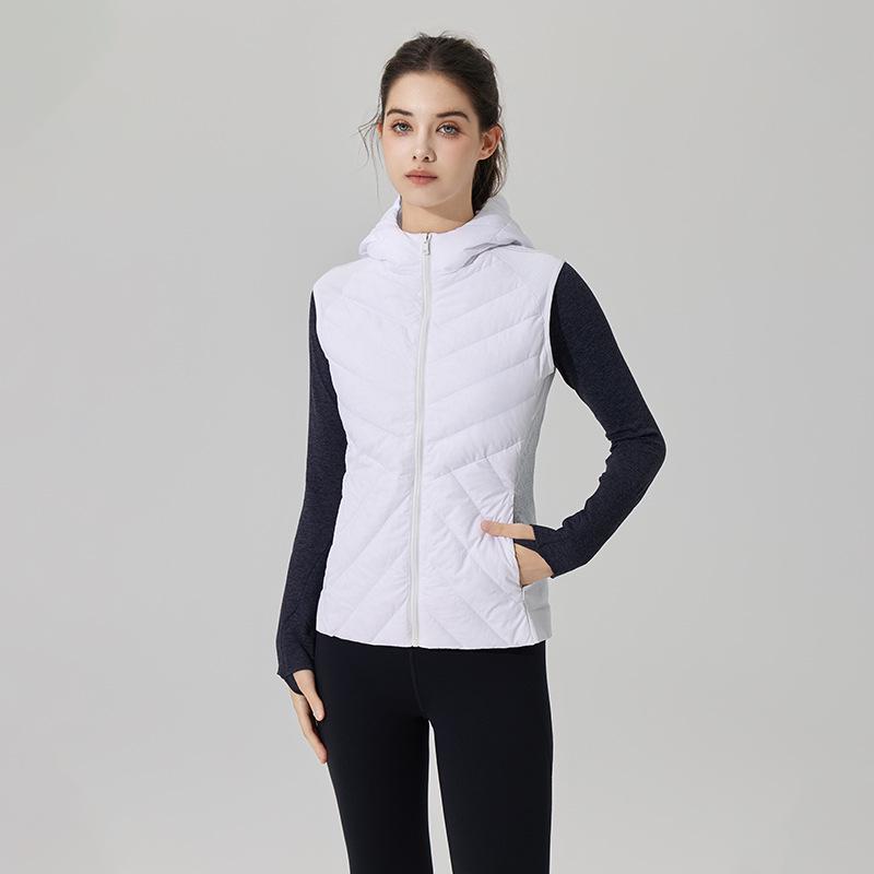 

Lightweight Outdoor Yoga Down Vest with Stand-Up Collar Medium белый