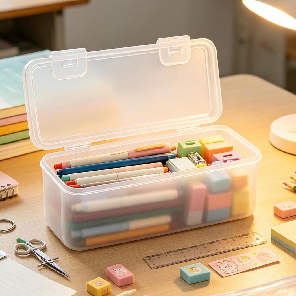 Pencil Organizer Large Capacity Transparent Plastic Pencil Boxes Portable Tension Mount Storage Organizer for Pastels Crayons