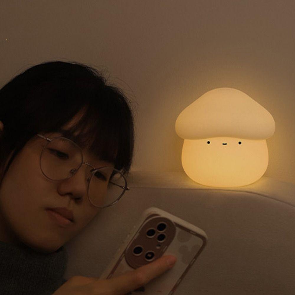 Silicone Mushroom Night Lamp Soft LED Bedside Lamp Room Decor Sleeping Night Lamp  Kids