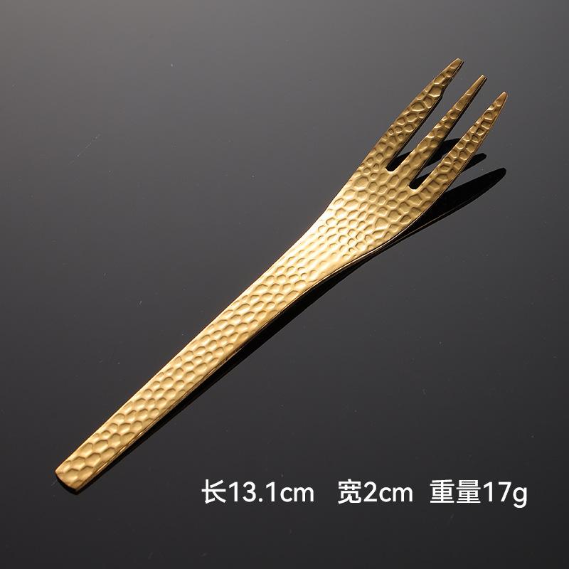 304 Hammer Stainless Steel Coffee Dessert Spoon and Fork Japanese Small Fresh Ice Cream Spoon Cake Mooncake Fruit Fork