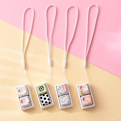 Cute Cartoon Fidget Keycap Keychains Adorable Animal Patterns For Bag Decor Office Stress Relief