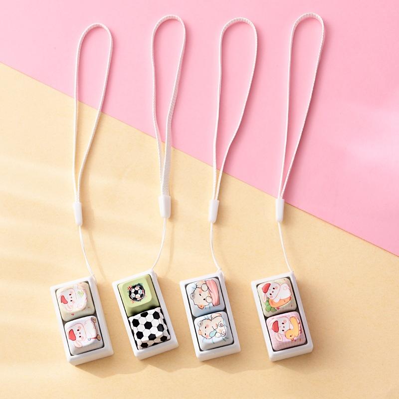 Cute Cartoon Fidget Keycap Keychains Adorable Animal Patterns For Bag Decor Office Stress Relief