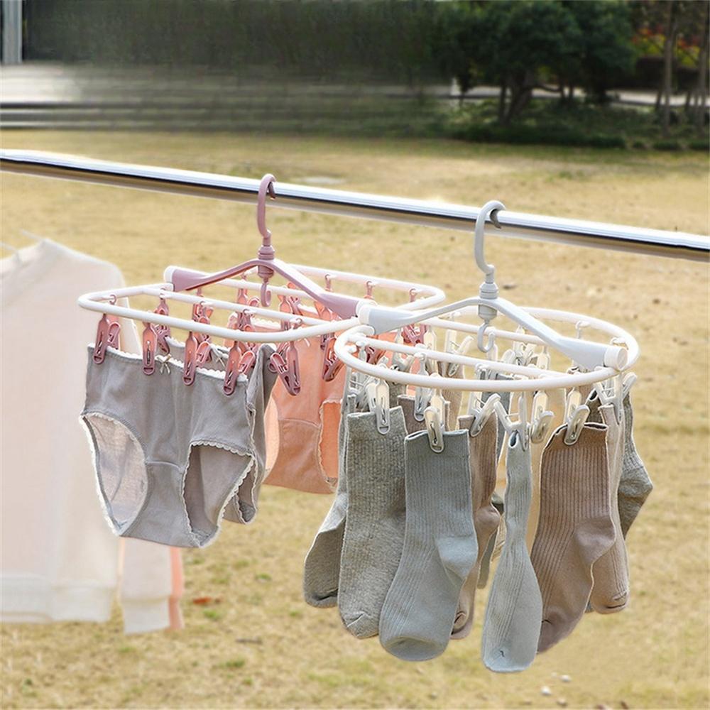 Multifunction Plastic Clothes Dryer Rack 360° Folding Clothes Dryer Hanger Household Laundry Organizer Racks 8/12/20/24/32 Clip