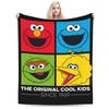 S-Sesame Street Elmo Cookie Wool Blanket Sesame Street Cartoon Comedy Funny Throw Blanket for Home 125*100cm Bedspreads