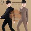 Kids' Double-Sided Fleece Warm Set: High Collar, Cold Protection, Autumn Top & Bottom, Medium/Large Sizes
