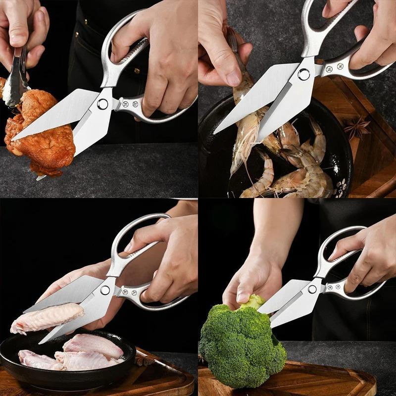 High Hardness Chicken Bone Scissors Stainless Steel Kitchen Scissors Non -slip Handle Barbecue Scissors Fish Household Cooking
