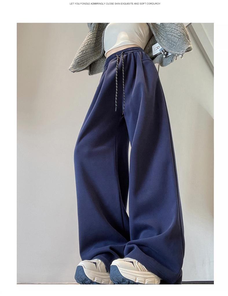 White High-Waist Wide-Leg Pants: Spring/Autumn 2025 - Slimming, Loose, Floor-Length Sweatpants for Women