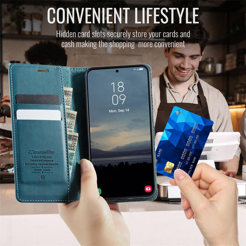 CaseMe Magnetic Flip Leather Phone Case for Samsung Galaxy S26 Plus S25 Edge S24 FE S23 S22 S21 Ultra A17 Wallet Card Cover Etui