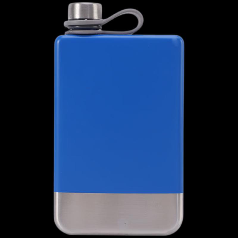 Portable 9oz Blue Stainless Steel Hip Flask