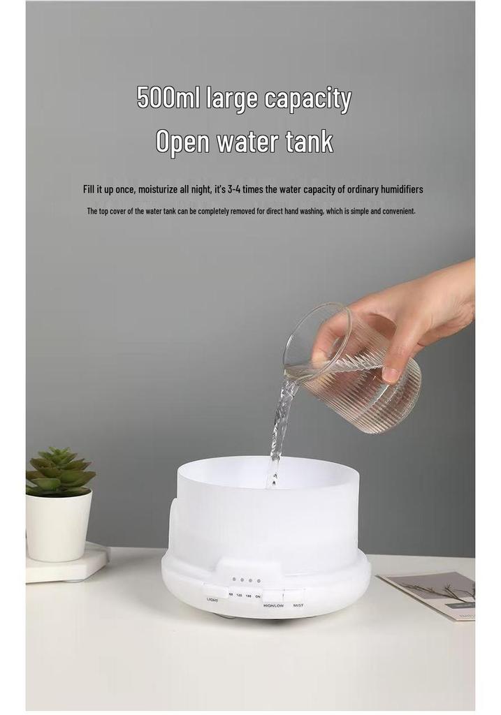 Compact 500ML Remote Controlled Ultrasonic Aroma Diffuser & Humidifier with Silent Muji Style for Bedroom