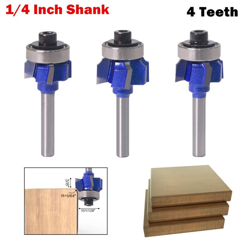 1/3PC 6mm 1/4inch Shank Woodworking Milling Cutter R1mm R2mm R3mm Trimming Knife Edge Trimmer 4 Teeth Wood Router Bit